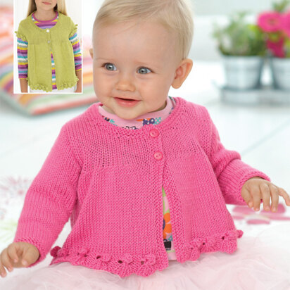 Girls and Babies Round Neck Cardigans in Sirdar Snuggly Baby Bamboo DK - 1915 - Downloadable PDF