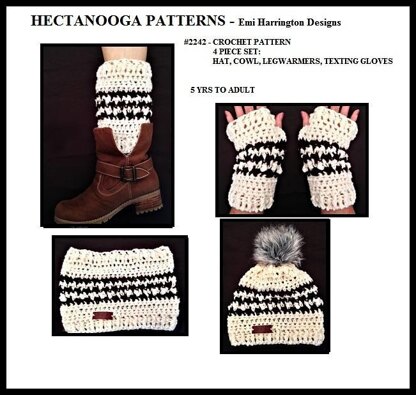 2242- Cream Hounds-tooth Hat set