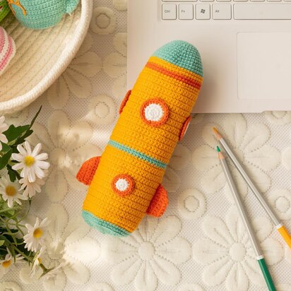 Pencil Case – Orange Rocket