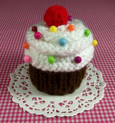 Meringue Cherry Cupcake Pincushion