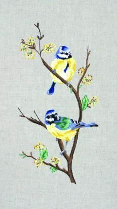 Anchor Blue Tits Embroidery Kit - 20 x 38cm