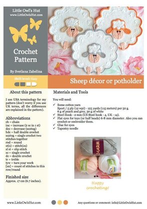 053 Sheep decor, potholder, pillow Amigurumi Zabelina Ravelry