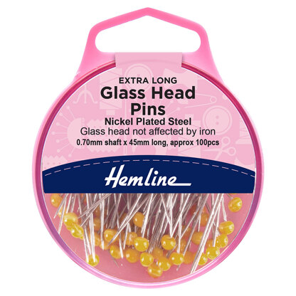 Hemline Pins - Quilters Glass Head - 45mm - Nickel - 100 Pieces