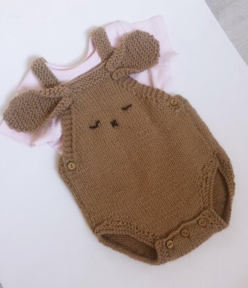 Bunny Romper with pompom trims for baby