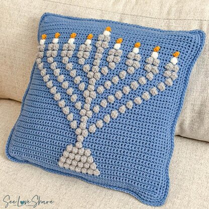 Menorah Bobble Stitch Pillow