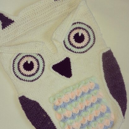Baby Cocoon with Owl Crochet Details