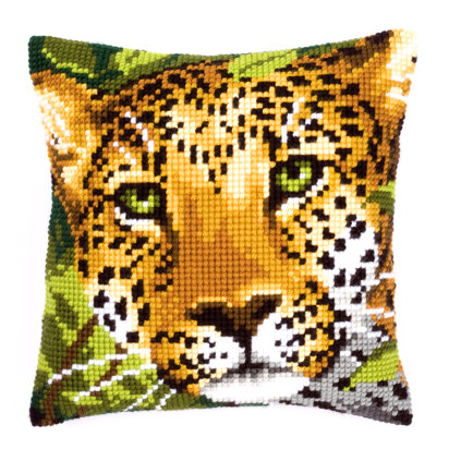 Vervaco Leopard Face Cushion Front Chunky Cross Stitch Kit - 40cm x 40cm