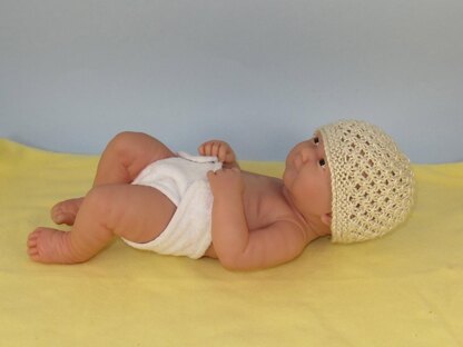 Preemie, Tiny and Newborn Baby 3 Stitch Lace Beanie Hat