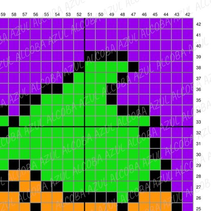 Halloween Cushion Devil Scary Smile Graph Pumpkin Purple Pillow Mini-C2C Pattern