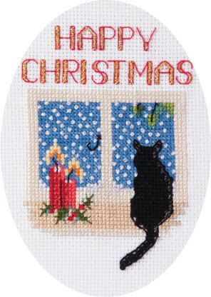 Derwentwater Designs Christmas Cat Card Cross Stitch Kit - 12.5cm x 18cm