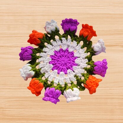 Crochet Lotus Flowers Coaster Pattern (PDF Download + Video Tutorial).
