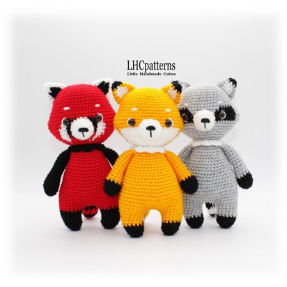 Fox, Raccoon and Red Panda Crochet Pattern