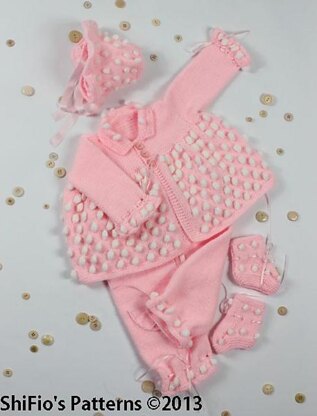 Knitting pattern baby jacket , hat, trousers & booties #54