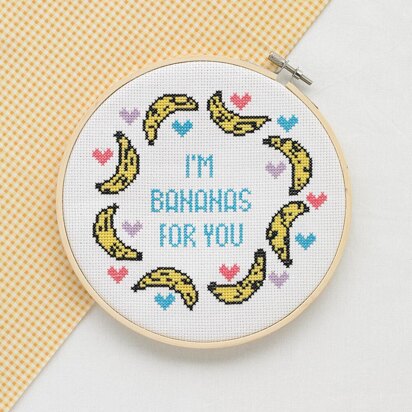 Mint & Make Bananas For You 7" Cross Stitch Kit with Hoop