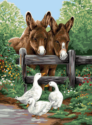 Royal Paris Donkeys and Geese Needlepoint Canvas