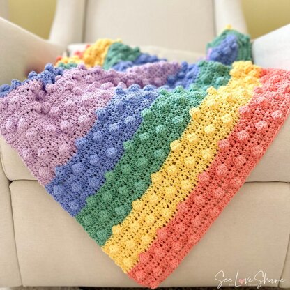 Rainbow Bobble Stitch Crib Blanket