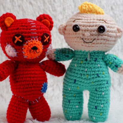 Cocomelon baby jj and red teddy amigurumi crochet doll pattern