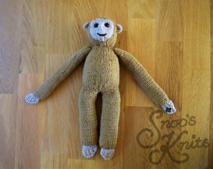 Hanging Monkey Chimpanzee Toy Two Sizes Knitting Pattern Snoo's Knits – Pattern Only