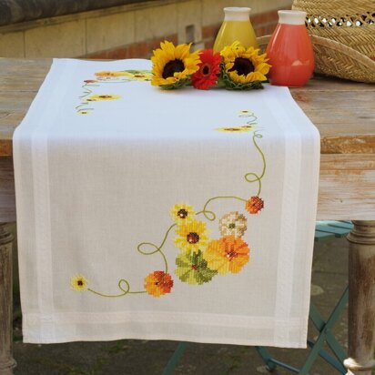 Vervaco Sunflowers Tablecloth Printed Embroidery Kit - 40 x 100cm