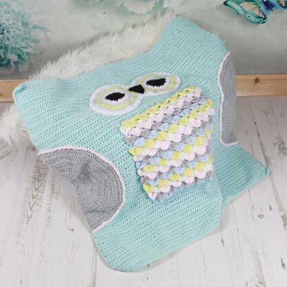 Crochet Pattern Owl Baby Afghan Blanket #348