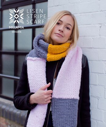 Lisen Stripe Scarf - Knitting Pattern in MillaMia Naturally Soft Super Chunky