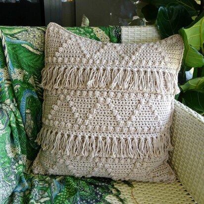 Crochet Cushion Cover Boho Zig Zag