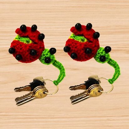 A crochet ladybug keychain