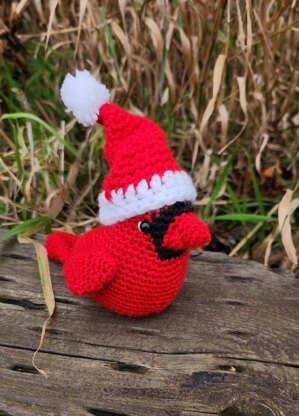 Cardinal Bird with Santa Hat