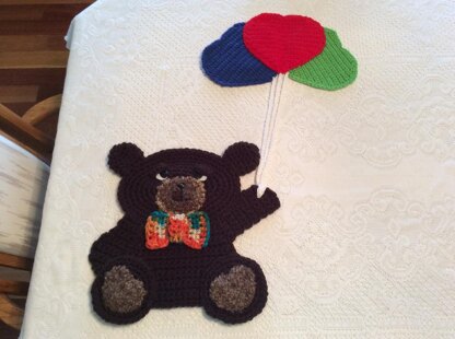 Teddy Bear with Balloons Wall Hanging