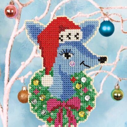 Satsuma Street Deer Santa Ornament Cross Stitch Kit