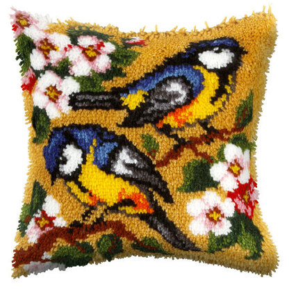 Orchidea Blue Tits Latch Hook Cushion Kit