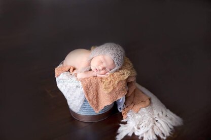 #70 Newborn tiny flowers mohair bonnet