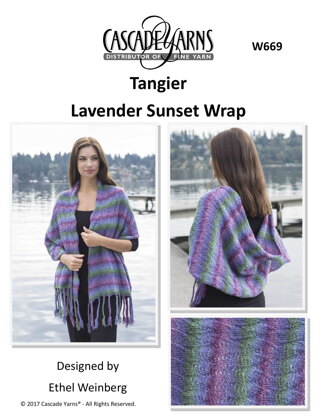 Lavender Sunset Wrap in Cascade Yarns Tangier - W669 - Downloadable PDF