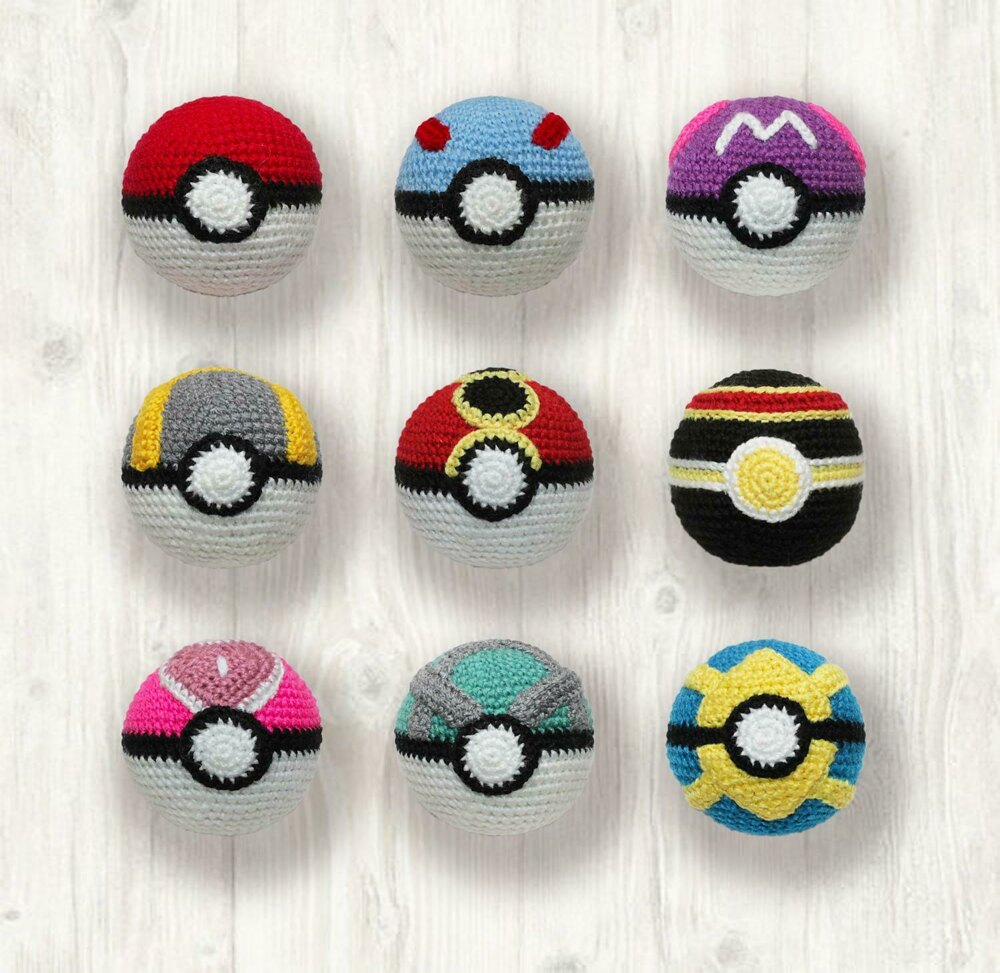 9 x Pokemon Balls Crochet Pattern Crochet pattern by Kristine Kuluka |  LoveCrafts, image size:1000x973