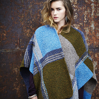 Geometric Weave Poncho in Rowan Brushed Fleece