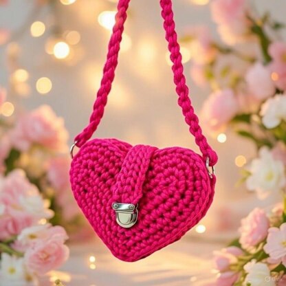 Crochet Heart Bag Pattern PDF + Video Tutorial – Shoulder Handbag