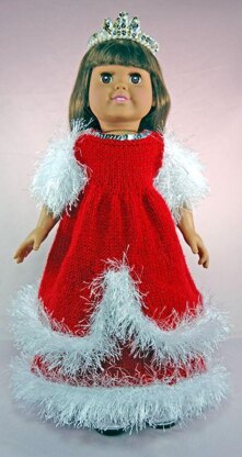 Winter Princess Dress, Knitting Patterns fit American Girl and other 18-Inch Dolls