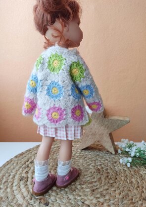 Hippie Flowers Granny Square Cardigan for Paola Reina doll