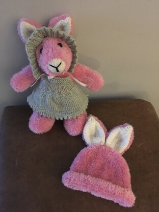 Elderberry Bunny and matching baby hat.