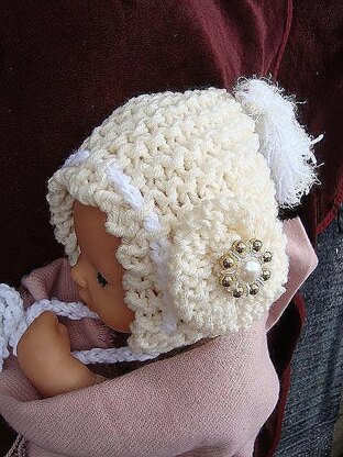 594 KNITTING pattern, hood, bonnet, and flower