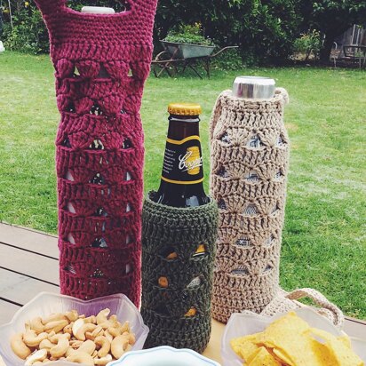 Three in one crochet wine/beer/drink holder