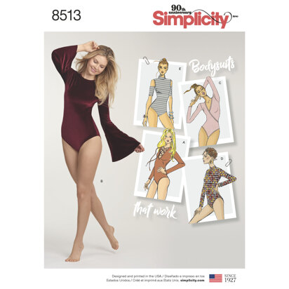 Simplicity Misses' Knit Bodysuits 8513 - Paper Pattern, Size A (XS-S-M-L-XL)