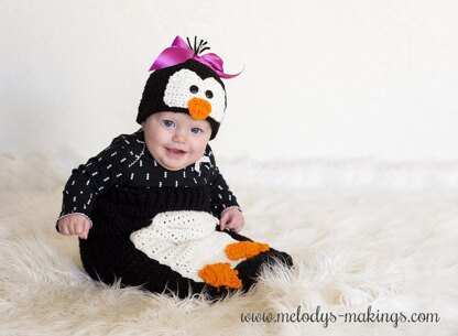 Poppy Penguin Hat and Cocoon Set ~ Crochet Version