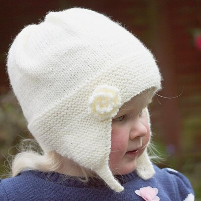 Charlotte -  Earflap Hat with Rose Flower