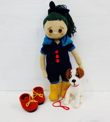 Poppy doll with a puppy