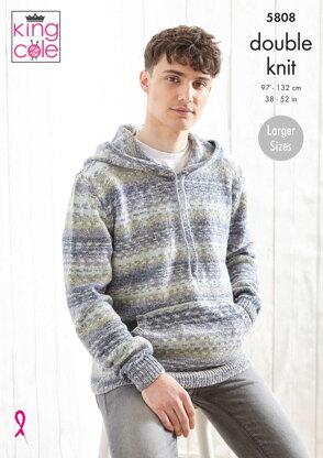 Hoodie and Cardigan Knitted in King Cole Drifter DK - 5808 - Downloadable PDF
