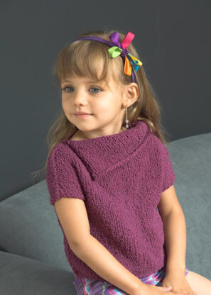 Girl’s Split Collar Short Sleeve Top in Plymouth Yarn Daisy - 2640 - Downloadable PDF