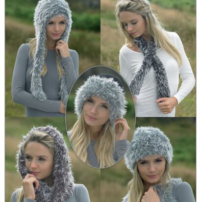 Snood, Neck Wrap and Hats in James C. Brett Chunky with Merino and Faux Fur - JB251