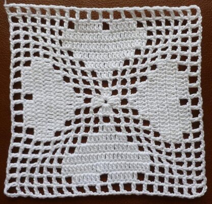 Crochet Granny Square Filet Lacy Heart Afghan Block Motif Square LD-106