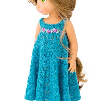 Lise dress for 16 inch Disney Animators Dolls. Doll Clothes Knitting Pattern.